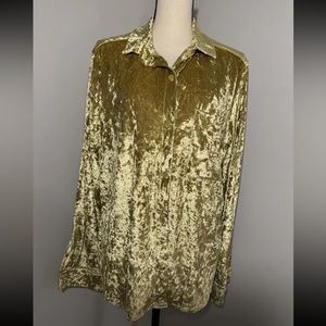 Amadi Anthropologie women’s XL gold velvet button blouse new with tags